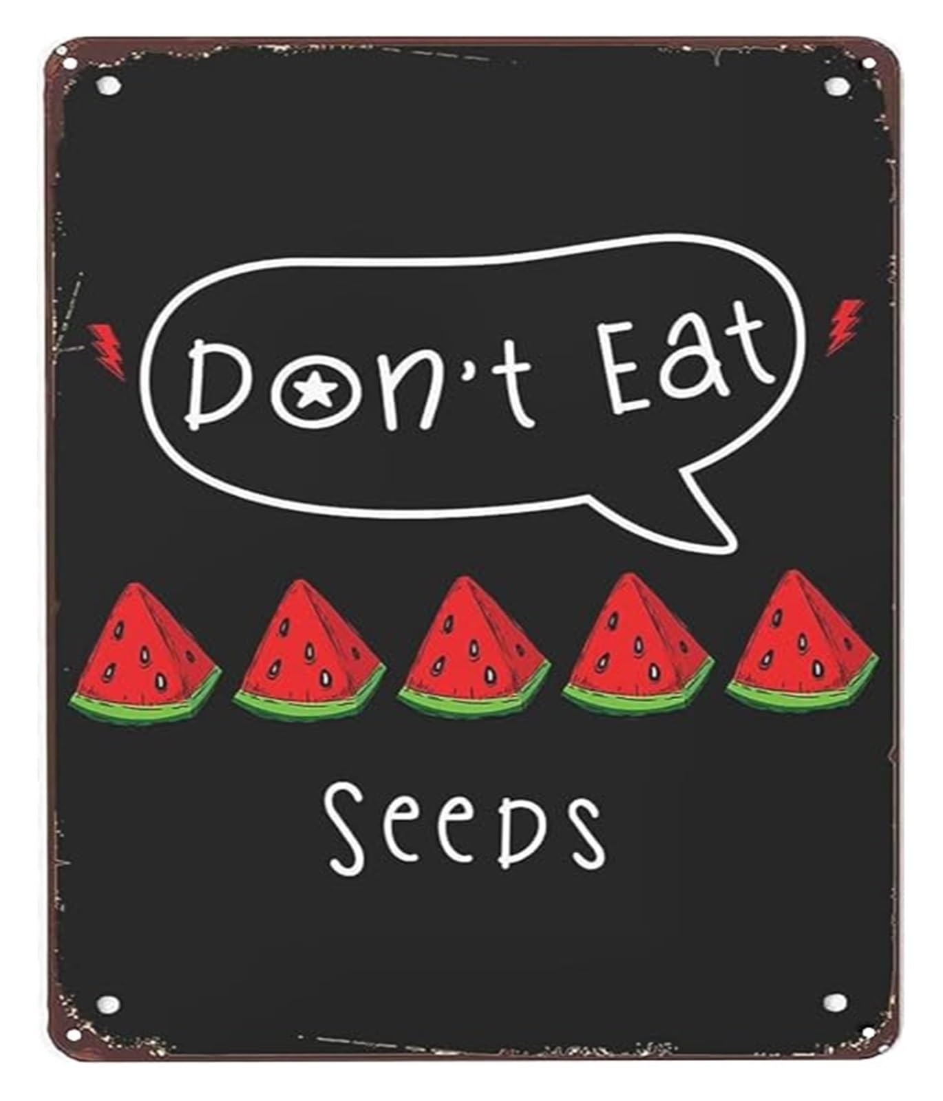 EKFBQBGW Hand Lettered Metal Sign Dont Eat Watermelon Pregnancy Announcement Artistic Typography Wall-Art for Eclectic Boho Farmhouse Home Decor 8 X 12 in