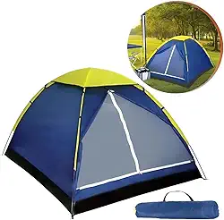 Barraca Iglu de Camping Fácil de Montar Para 2 a 3 Pessoas Automática Impermeável Proteção Solar Com Mosquiteiro Leve Para Mochileiros Acampamento Com Bolsa Azul