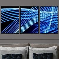 3 Piece Framed Canvas Wall Art Abstract Geometric Lights Mixed Media Modern Canvas Prints Home Artwork Decoration for Living Room,Bedroom - 16