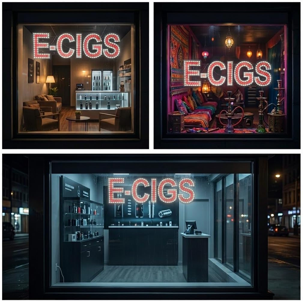 EPL E-CIGS RED, LED 3G Sparkling Sign, Eye-catching sign, Super Bright, 9"x30" Remote, Smoke Shop SBusiness decor, Storefront display