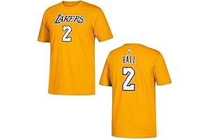 Official Lonzo Ball Los Angeles Lakers 2022/2023 Gold Name & Number T-Shirt...
