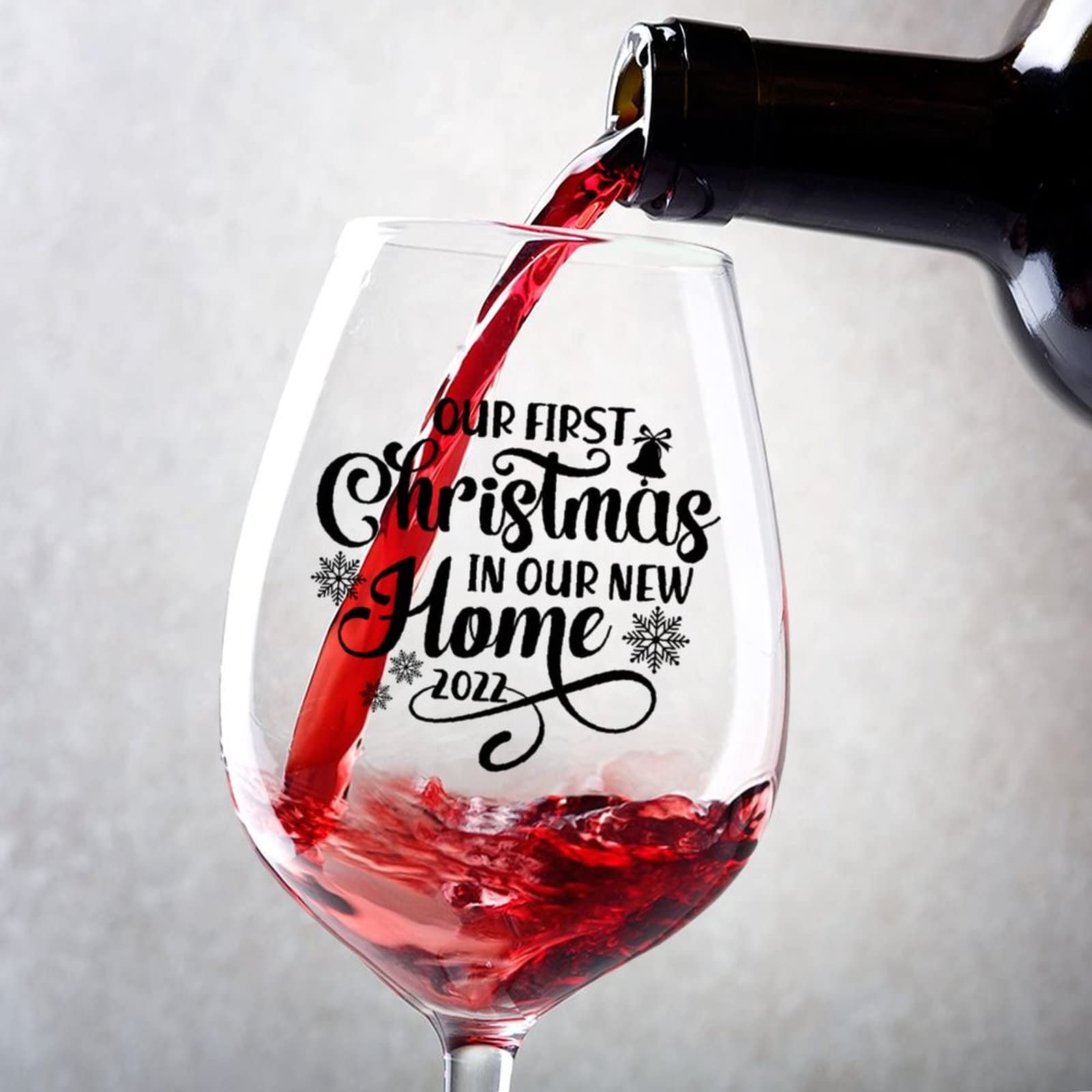 Verres à vin Our First Christmas lot de 2 pour couples et crémaillère