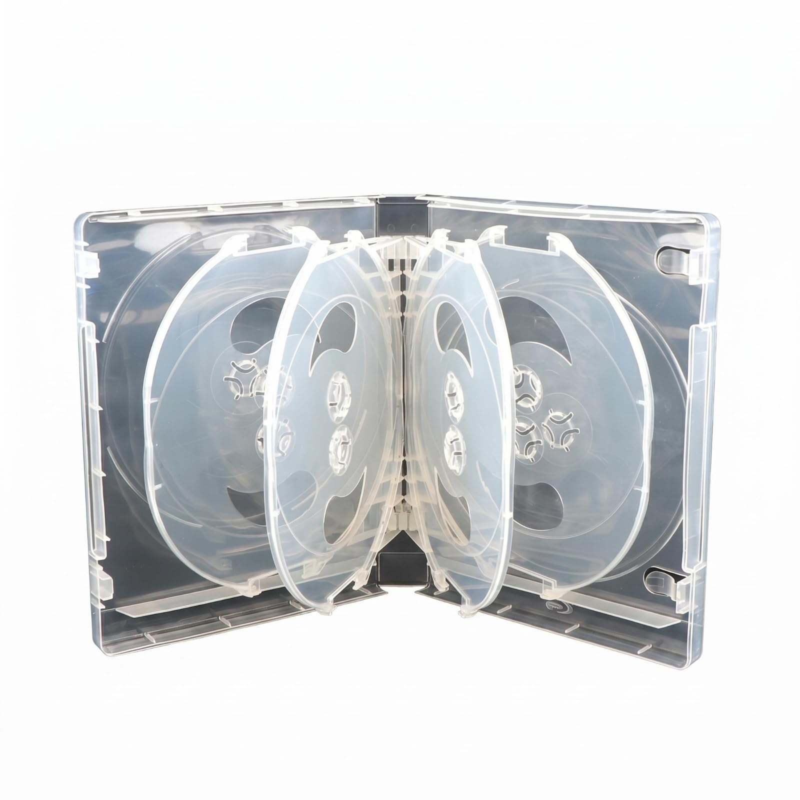 translucent 10-disc storage case hard abs optical disc case | hinged spine two tray, white