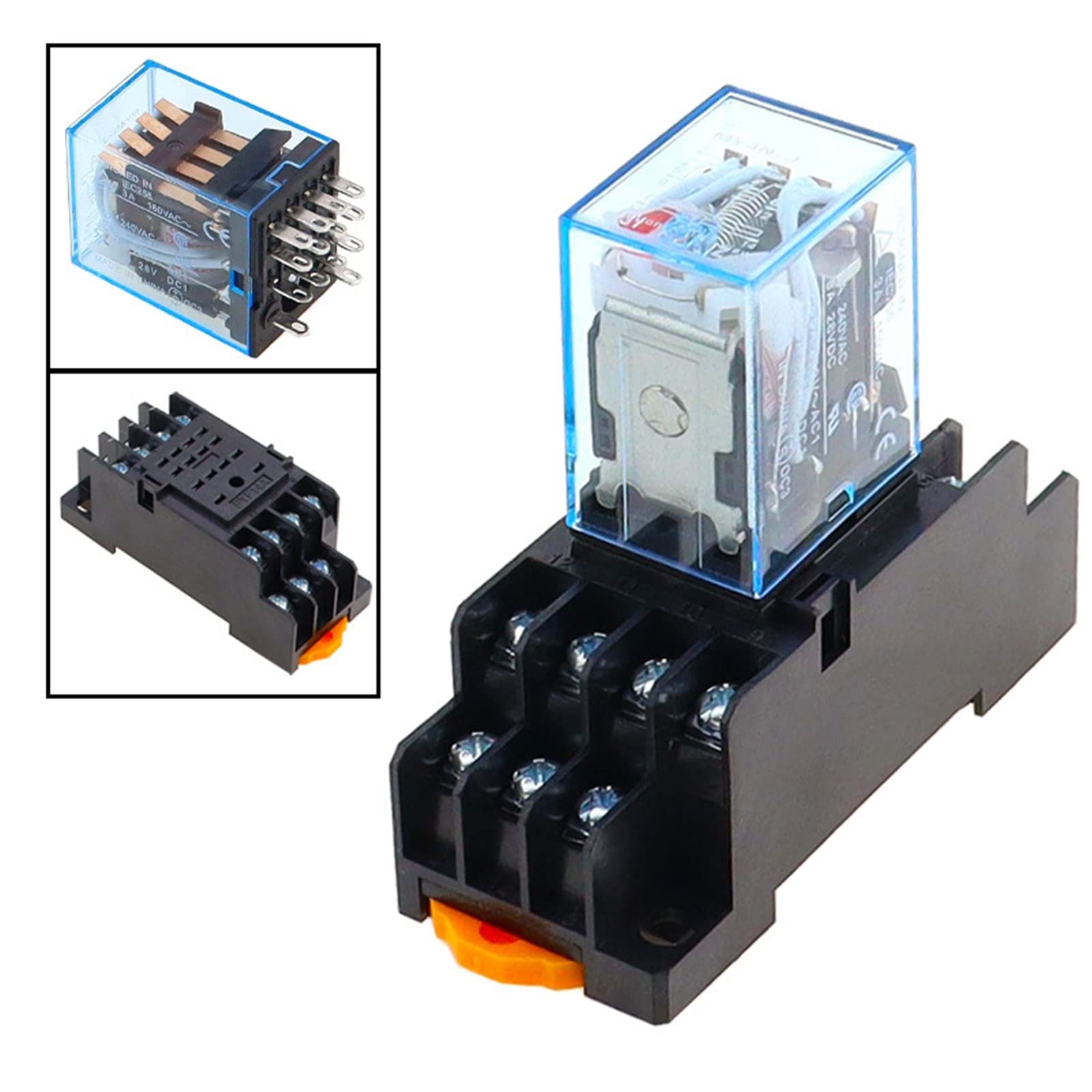 10 STÜCKE MY4NJ AC/DC12V 24 V 36 V 48 V 110 V 220 V 380 V Spule 5A 4NO 4NC Leistungsrelais Din-schiene 14 Pin zeitrelais mit Sockel