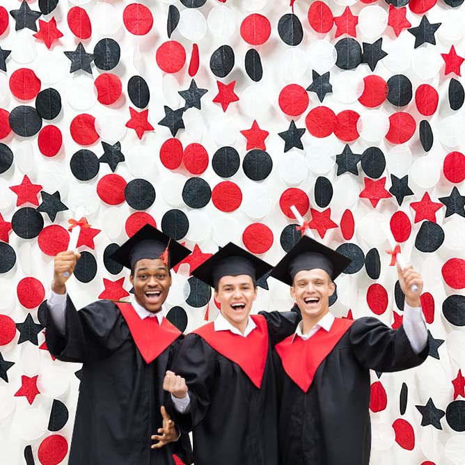 Image of 173 Ft Red Black and White Party Decorations Big Star Circle Dots Backdrop Streamer Garland for Graduation Birthday Engagement Wedding Bachelorette Casino Poker Pirate Theme Party Supplies