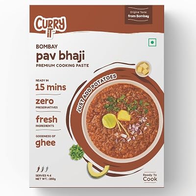 CURRYiT Instant Bombay Pav Bhaji Masala Curry Paste | Just Add Aloo (Potato) | Ready in 15-30 Mins | Serves 4-6 | Made w