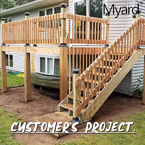 Myard 4X4 (Actual 3.5X3.5) Inches Aluminum Deck Post Base Cover Flange With Screws For Decking Patio Railing Handrail Fence Anchor (Qty 4, Black) #TOP7
