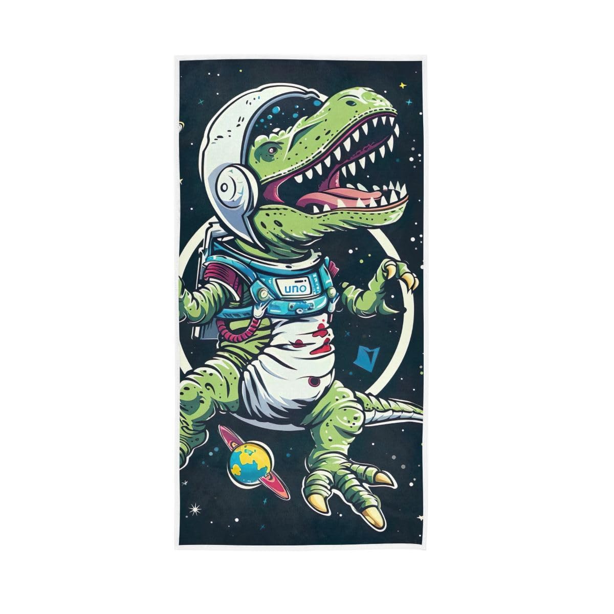 LSRCPD Cartoon Astronaut Dino in a Space Hand Towels, Hand Towels Decorative 15 x 30 Inches, Lightweight Towels