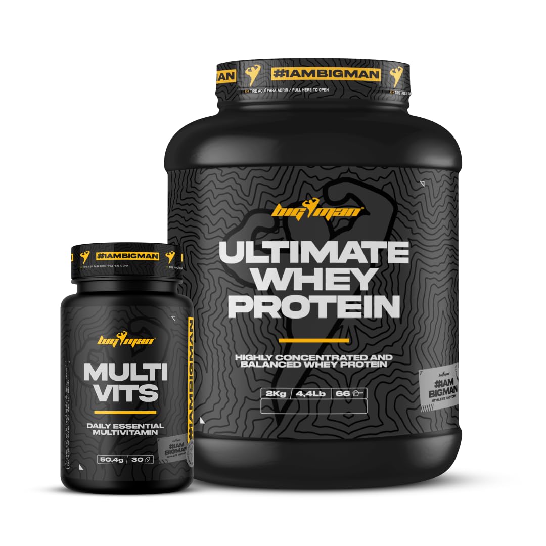 Pack BigMan Ultimate Whey Protein 2 kg + MULTI VITS Perlas 30 caps | Aumenta el crecimiento muscular | Entrenamientos intensos | Máxima asimilación (2 KILOS, Dubai Chocolate)