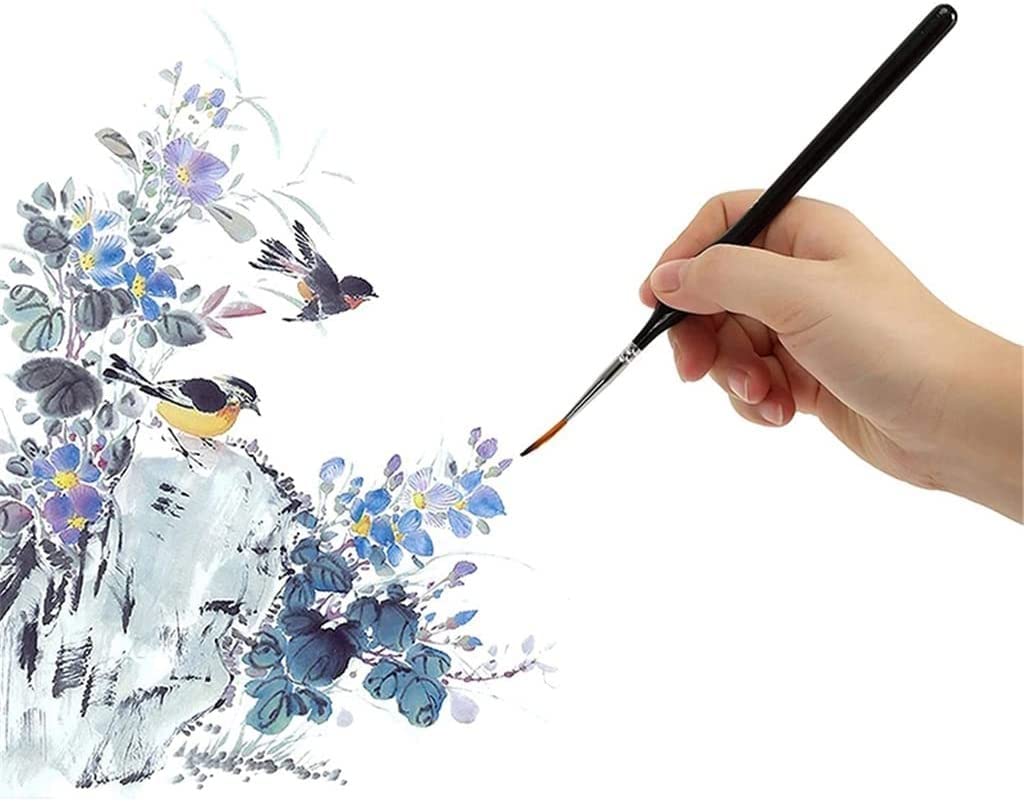 XBTGS Juego de 15 pinceles de pintura en miniatura, juego profesional de pinceles de pintura fina para acuarela, lienzo, manualidades, detalles y pintura al óleo