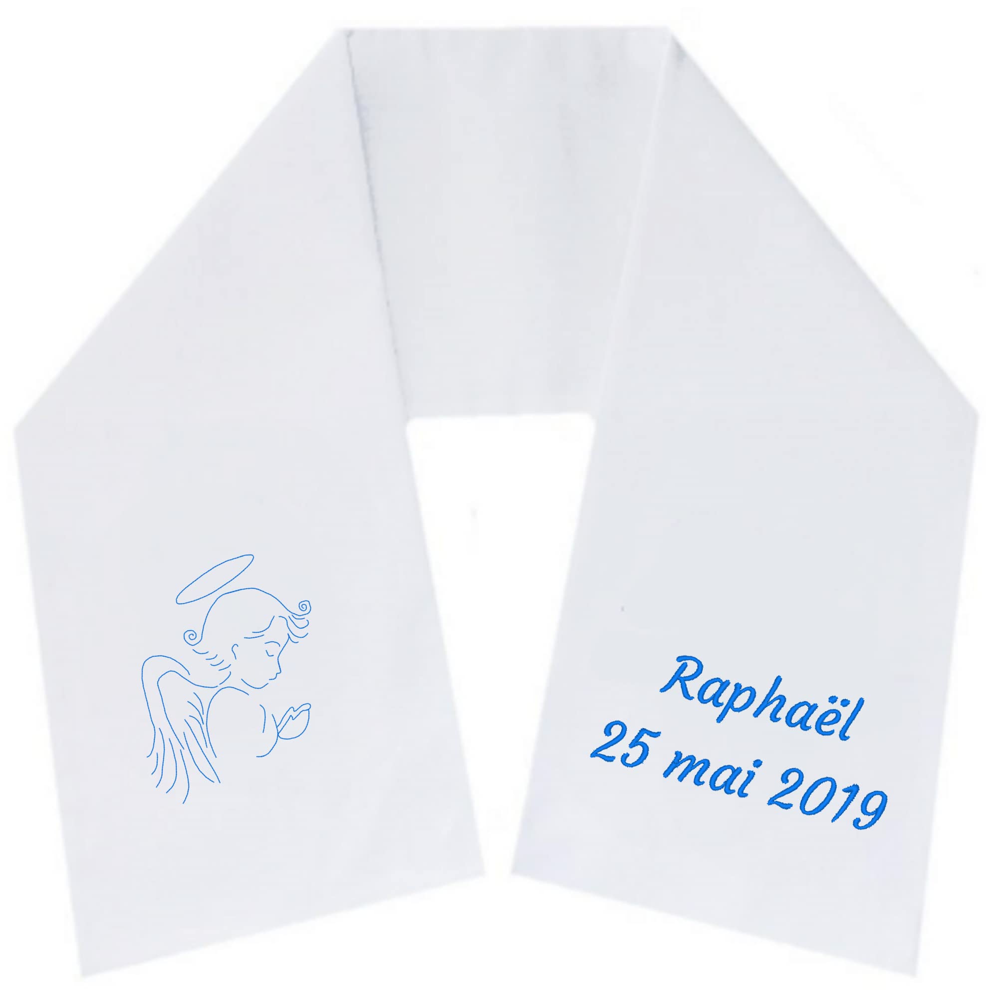 Générique Écharpe de Baptême Personnalisée Brodée avec Prénom et Date - 100 Modèles - Cadeau Bébé en Coton - Merveilleux Souvenir