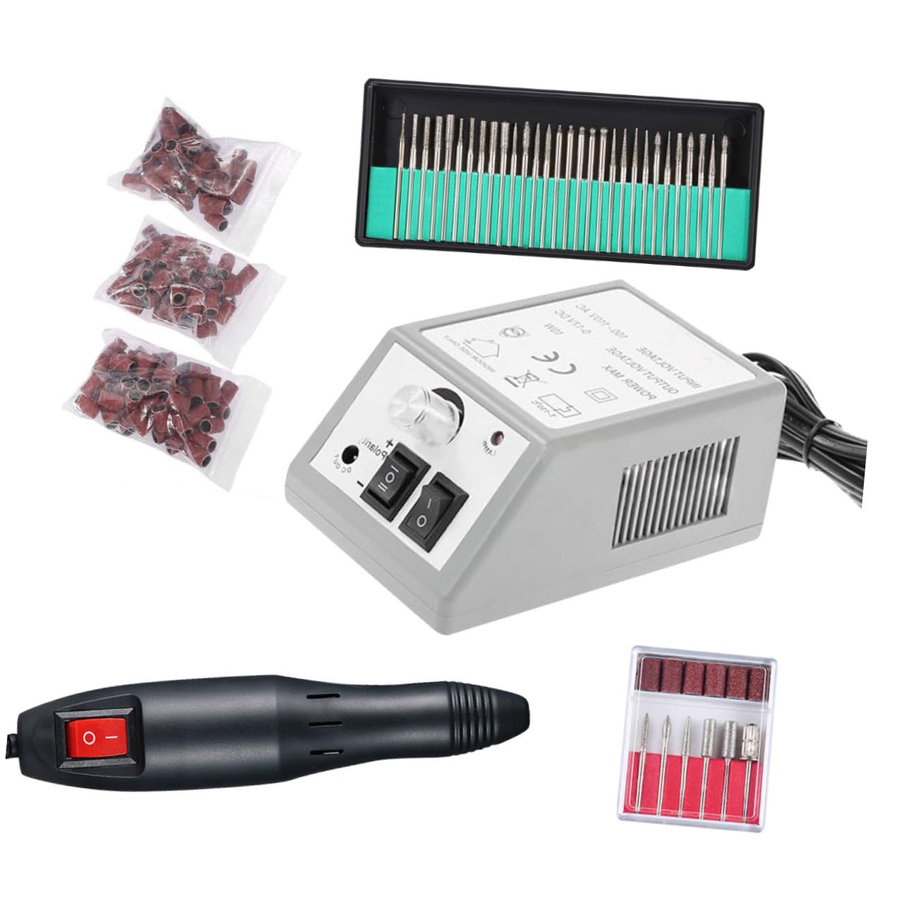 Set Macchina per Unghie Elettrica 6 Punte Metallo 20000rpm