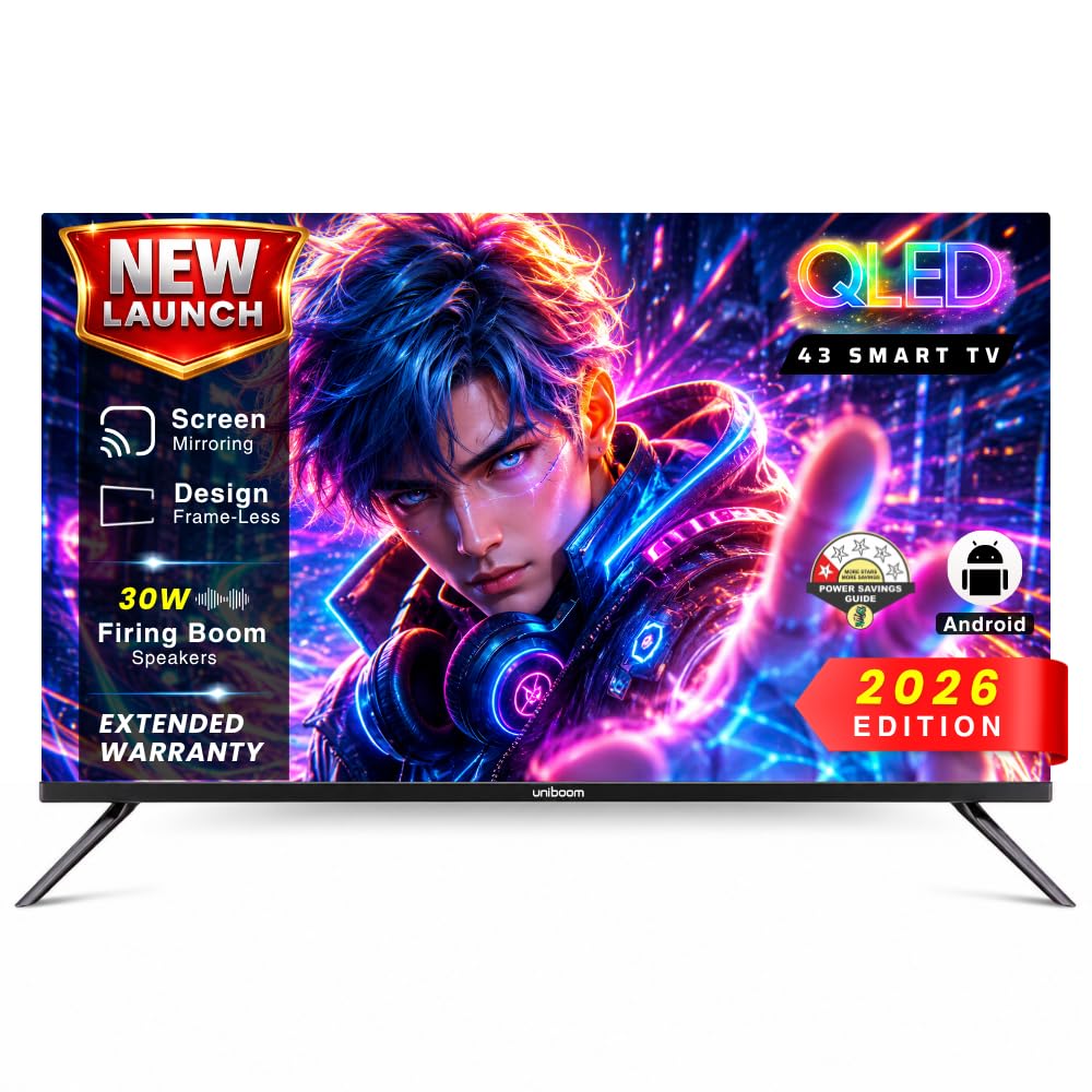 Uniboom 108 CM (43 Inches) Full HD Smart QLED Android TV 2026 | 1000+ Apps Support | USB Ports | Smart Voice Control | 30W Sonic Boom Speakers | Cloud Voice Connect | UB43S-E-QCLB-image-6