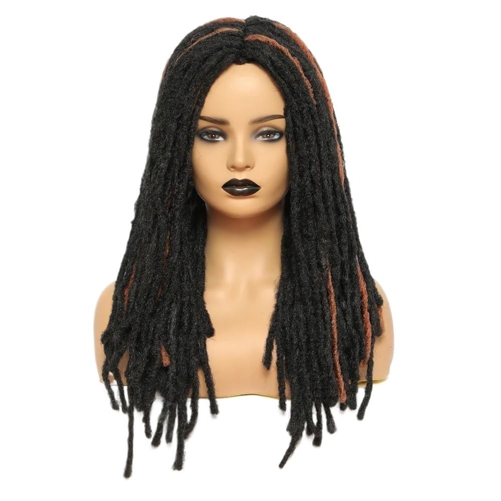 Synthetische Dreadlock-Perücke, natürlich schwarz, künstliche Locken, Twist-Perücke for Damen für Frauen mit Charme(Black mixed brown)