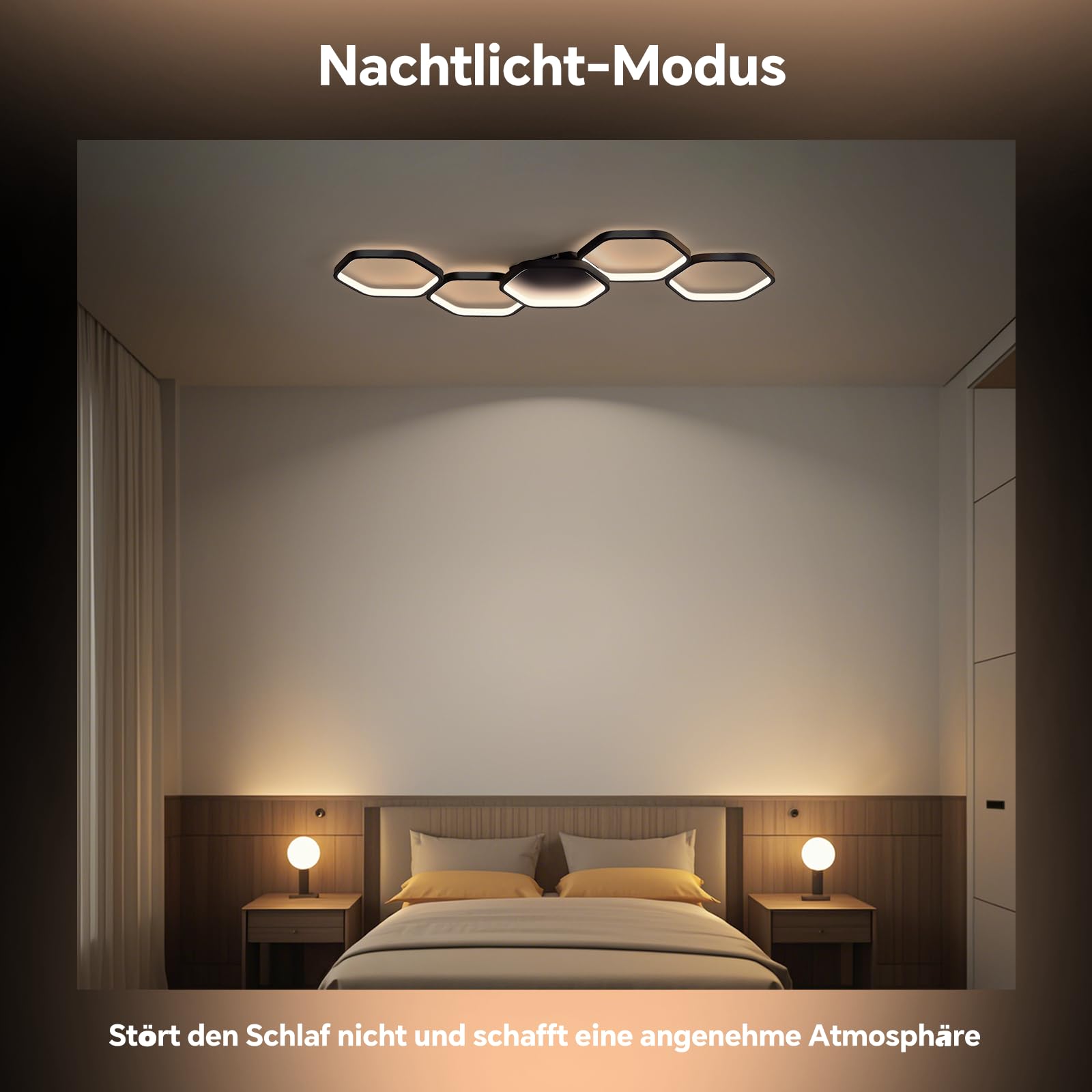 Yuanfenghua LED Deckenleuchte, Deckenlampe Dimmbar mit Fernbedienung Farbwechsel, Wohnzimmerlampe Schlafzimmer moderne Deckenbeleuchtung Kronleuchter Lampe, 90cm, Schwarz