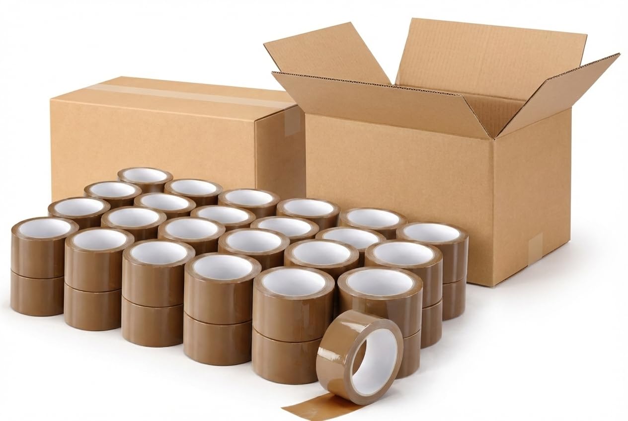 Ruban Adhésif Marron 48 mm x 100 m 48 Microns Ruban d’Emballage Fort pour Cartons