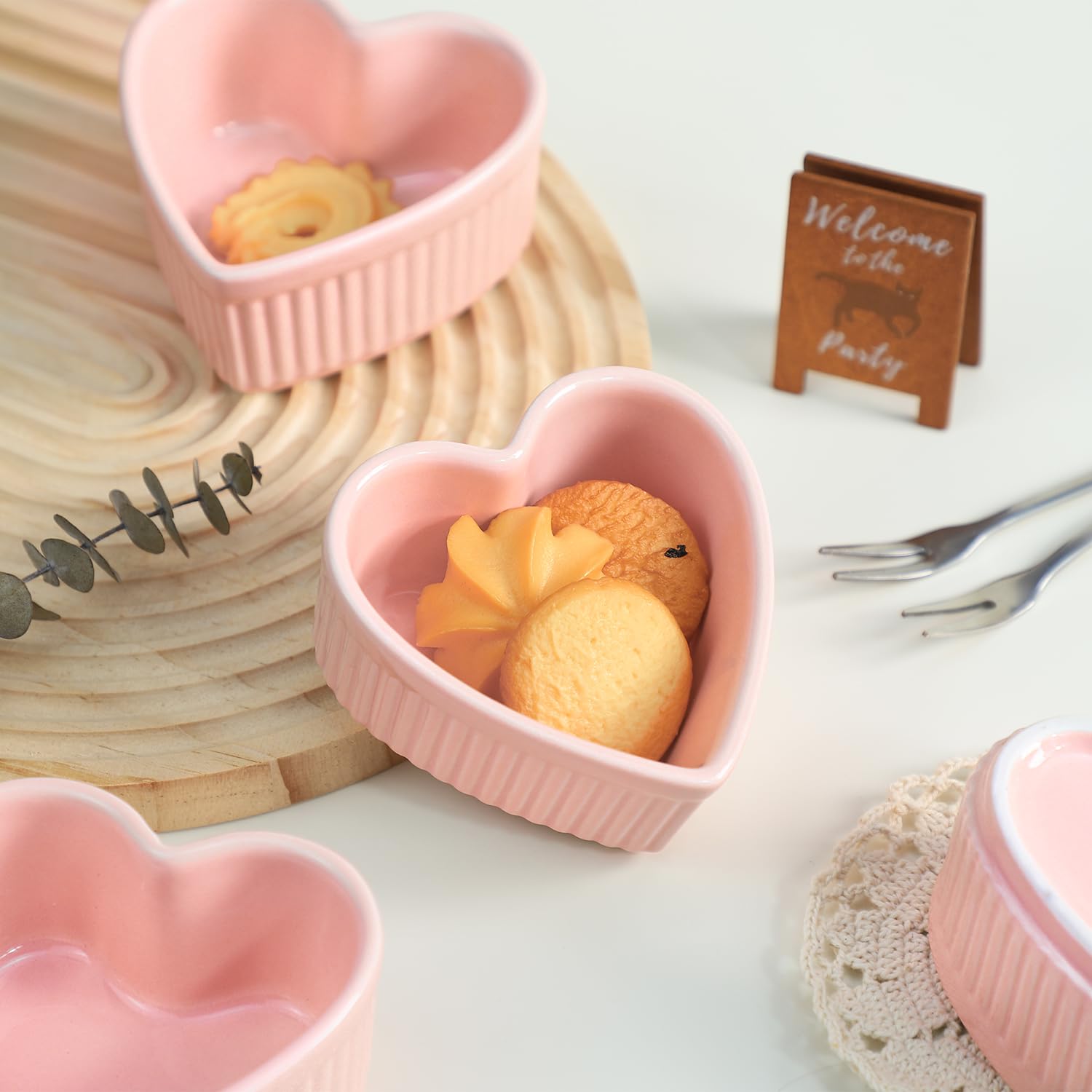 Amazon.com: Sizikato Heart-Shaped Porcelain Souffle Dishes