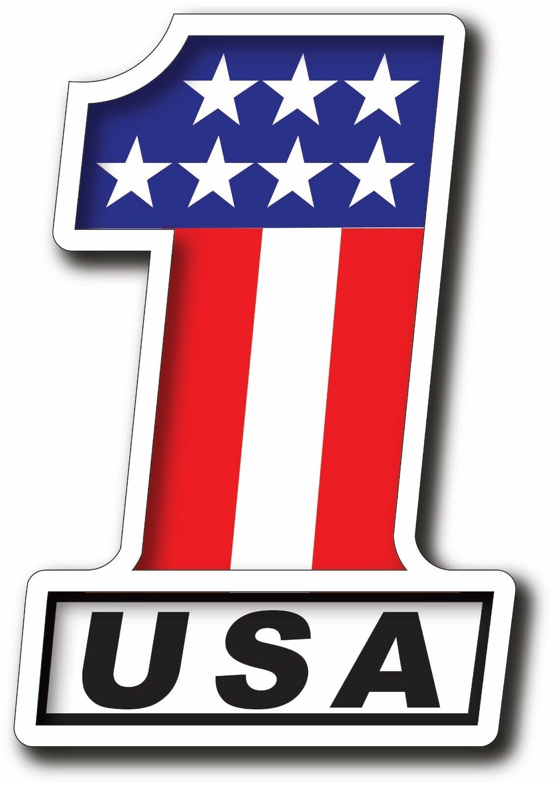 Vinyl Sticker Die Cut USA Flag Number 1 Decal for Car Bumpers Windows Laptops Water Bottle