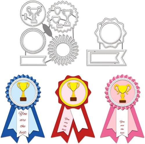 Miniatura 1 de BENECREAT Plantillas de troqueles de corte de medallas, trofeos troquelados para manualidades, para hacer tarjetas, fotos, papel decorativo, álbumes