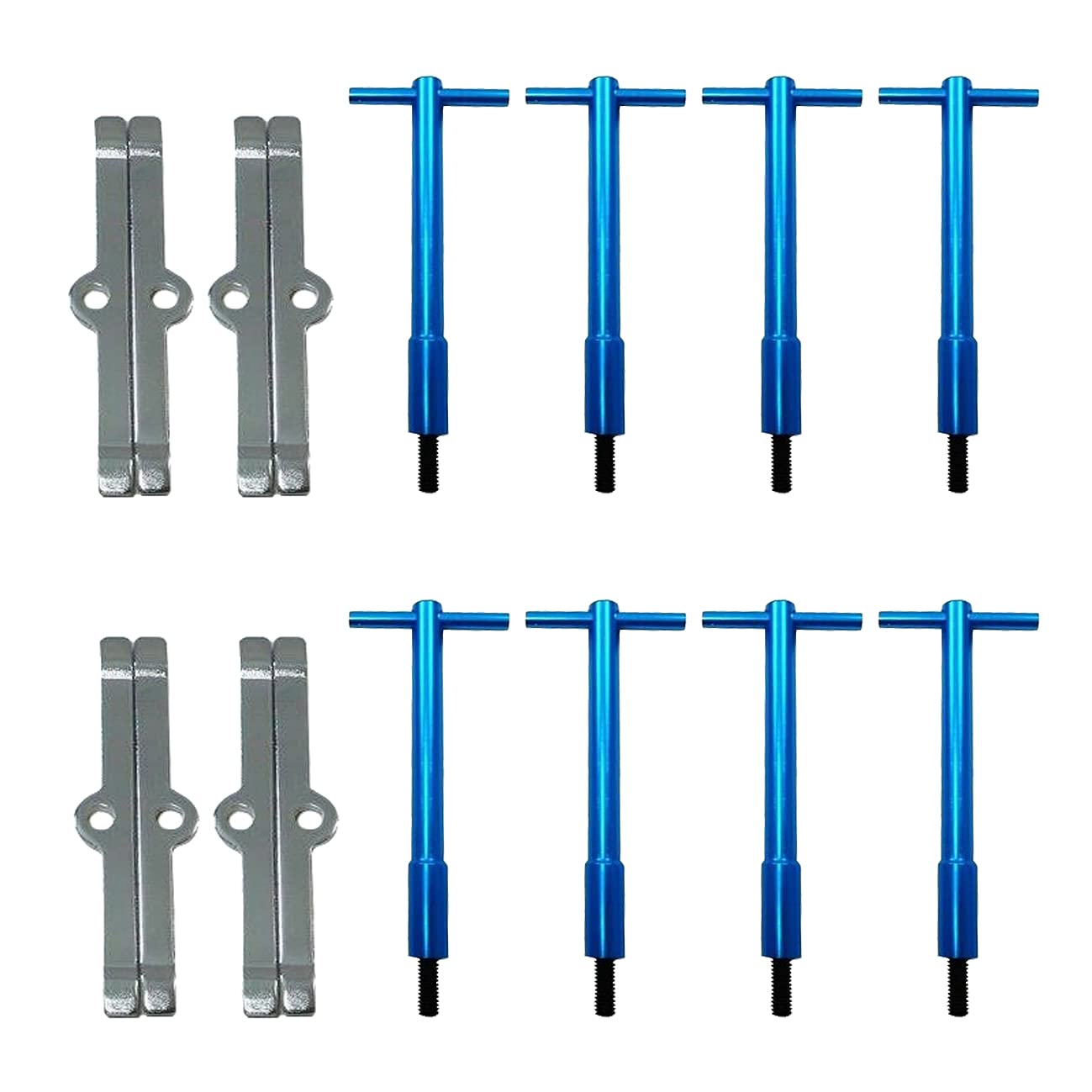 ZaZaToolBlue Tall T-Bar Valve Cover Hold Down Bolts Tab Bar Kit Fits SB SBC Chevy 265 283 302 305 307 327 350 400, Blue Chrome, Medium