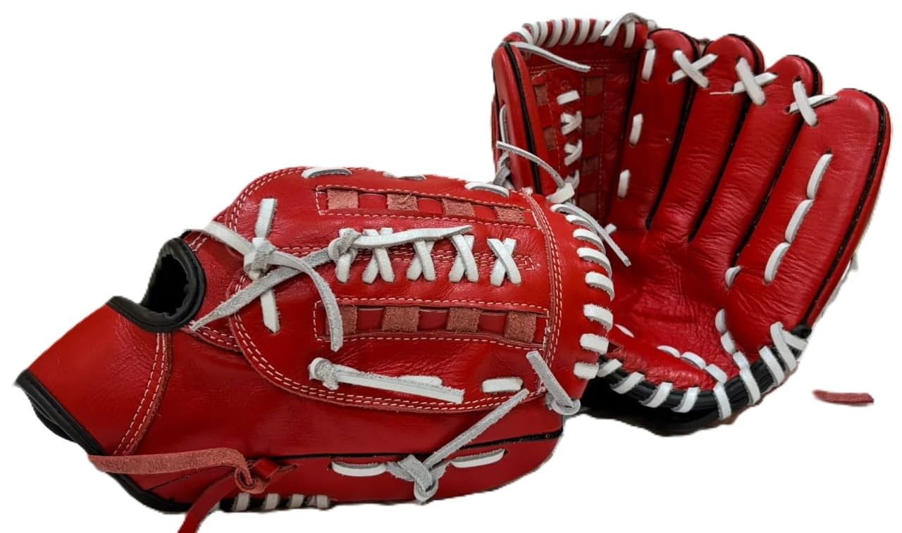 GDON Softball and Baseball Leather Left Hand Glove Color Red 4