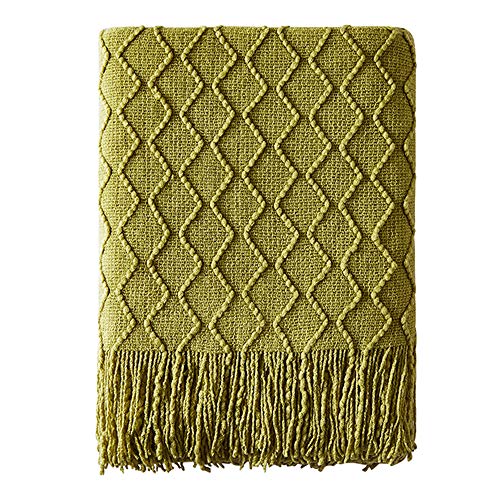 Bourina Textured Solid Soft Sofa Throw Couch Cover Knitted Decorative Blanket, 50" x