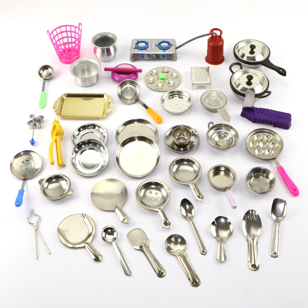Varnika Stores Miniature Kitchen Set, Kitchen Set for Kids Girls, Real Cooking Kit for Play, Steel Kitchen Set for Girls, Choppu Jaman, Miniature Cooking Set (Pack - 41) (B0D7S31926) Amazon Price History, Amazon Price Tracker