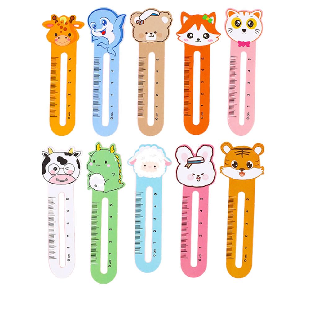100 Pieces Cute Animal Bookmarks for Kids with 10 Different Kawaii Animal Patterns Reading Ruler Style Bookmarks Bulk Page Markers for Women Kids Students Book Lovers Gift School Home Office Supplies