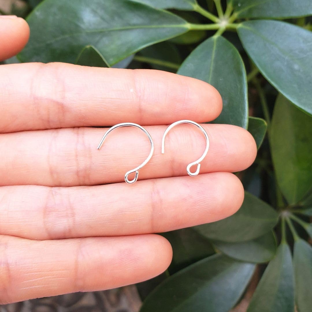 50pcs Sterling Silver French Earring Hooks - 18mm Ear Wires For Jewelry Making, 0.7mm 21 Gauge SS323 - View #4