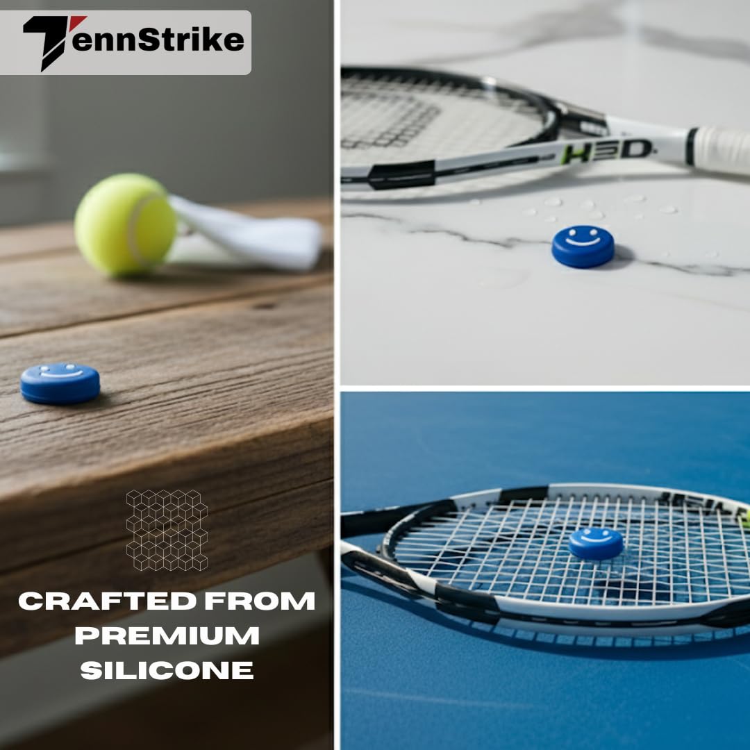 Tennstrike Silicone Tennis Vibration Dampeners | Pack of 1 | Shock Absorbing Racket Dampener for Comfort, Reduced String Noise & Improved Feel | Durable (Dark Blue Color) 3