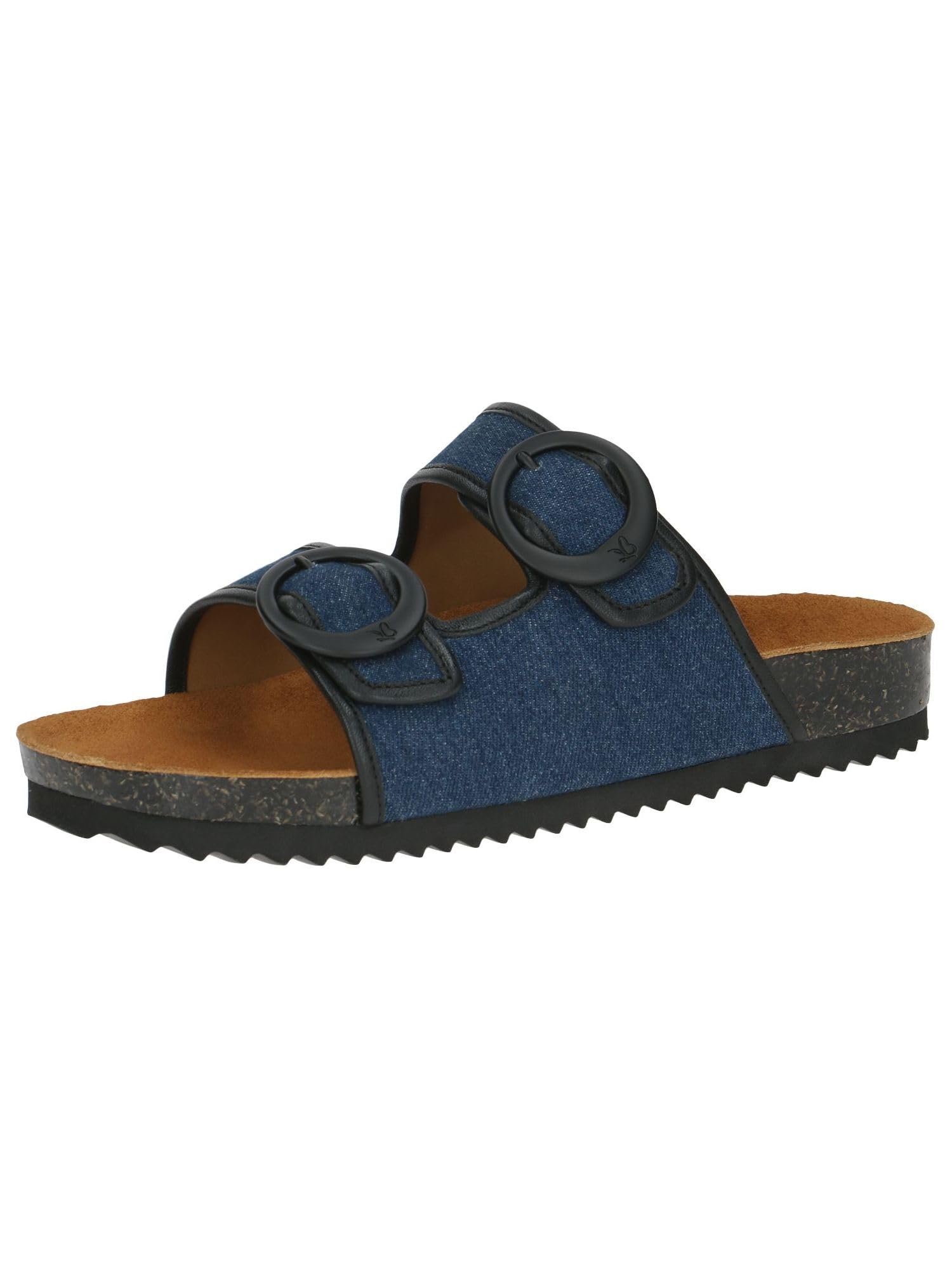 CAPRICE Women's Mules with Velcro Summer, Blue (Jeans/Black), 7.5 UK