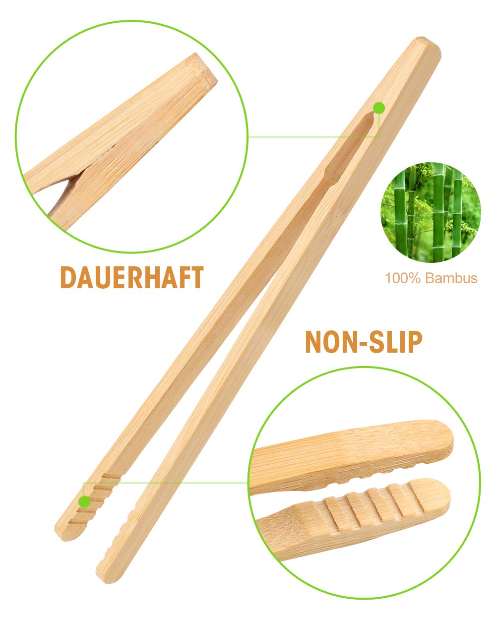 FENGCHUANG Pinze Di Bambù Pinze da Pane in Legno da 12 Pcs Pinze da Cucina da Cu