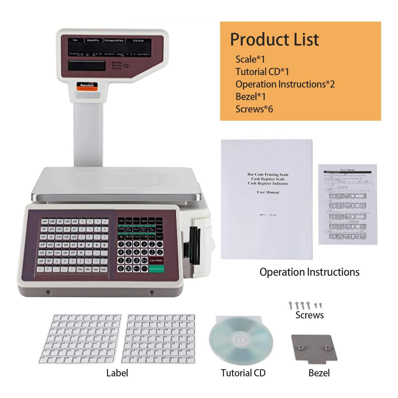 Báscula De Recibos De Código De Barras 66lb,Pantalla LCD Dual,Báscula Electrónica De Pago para Minoristas Y Supermercados DeviceandCashbox