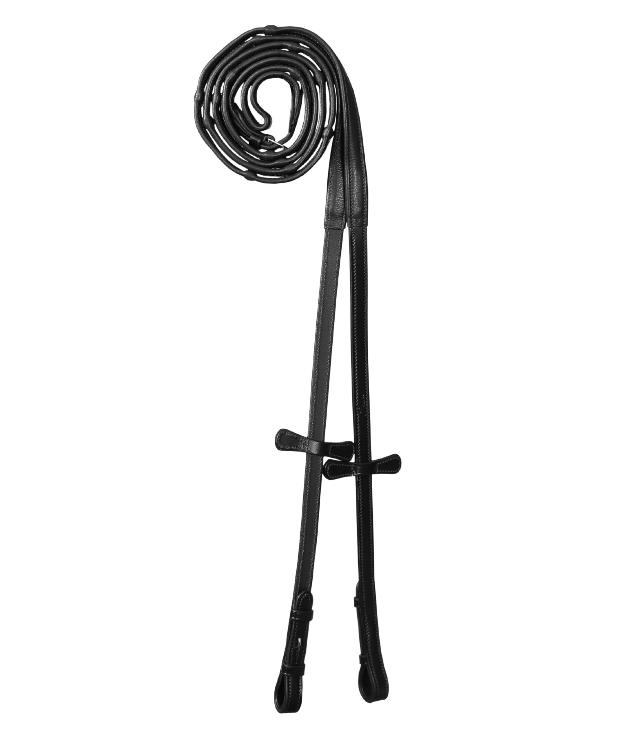 ExionPro Soft Leather Loop Reins with Hand Stops and Martingale Stoppers | Buckle Fastening | Black, Havana Brown Option - Over, Full, Cob, Pony, Black, Vegetable Tanned Leather (Advance Rider)-Full