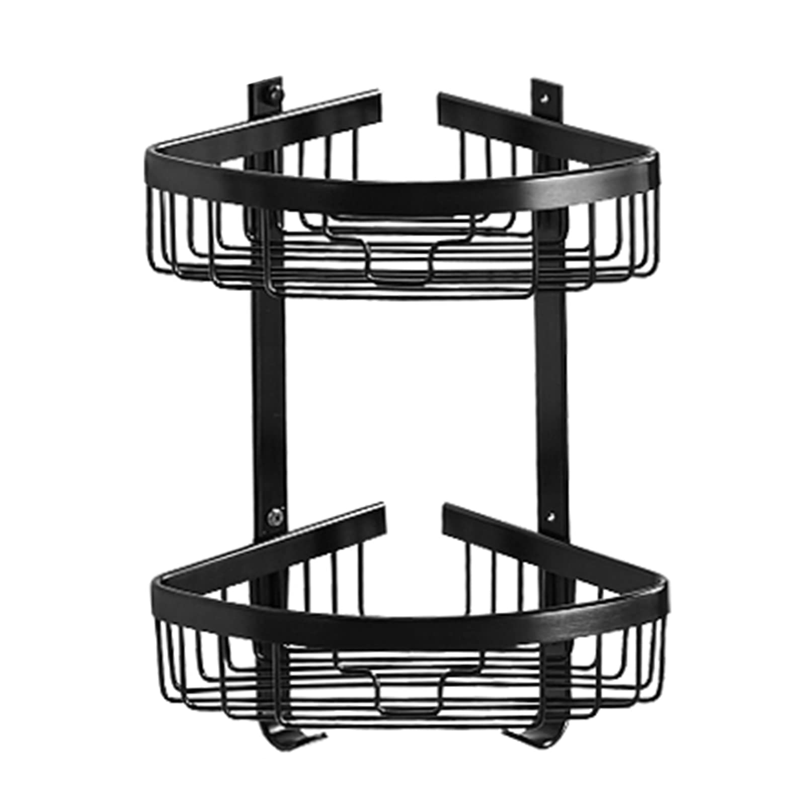 ZTIMEEBL Shower Organizer Black Corner Caddy Adhesive Shelf with Hooks No Drill Wall Mounted Space Aluminum for Toilet