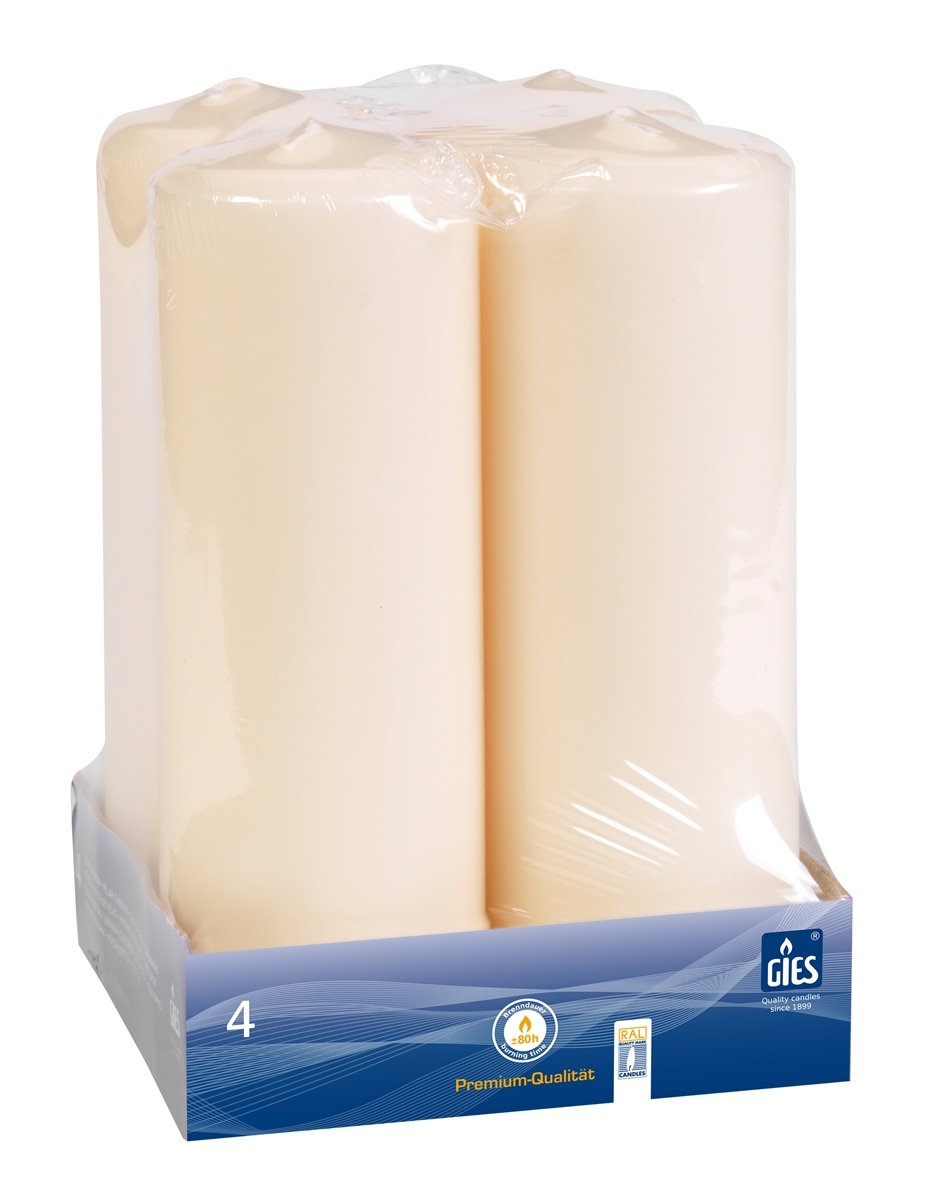 Gies Kerzen, Stumpenkerzen, Champagner, 200 x 68 mm, 3 x 4er pack