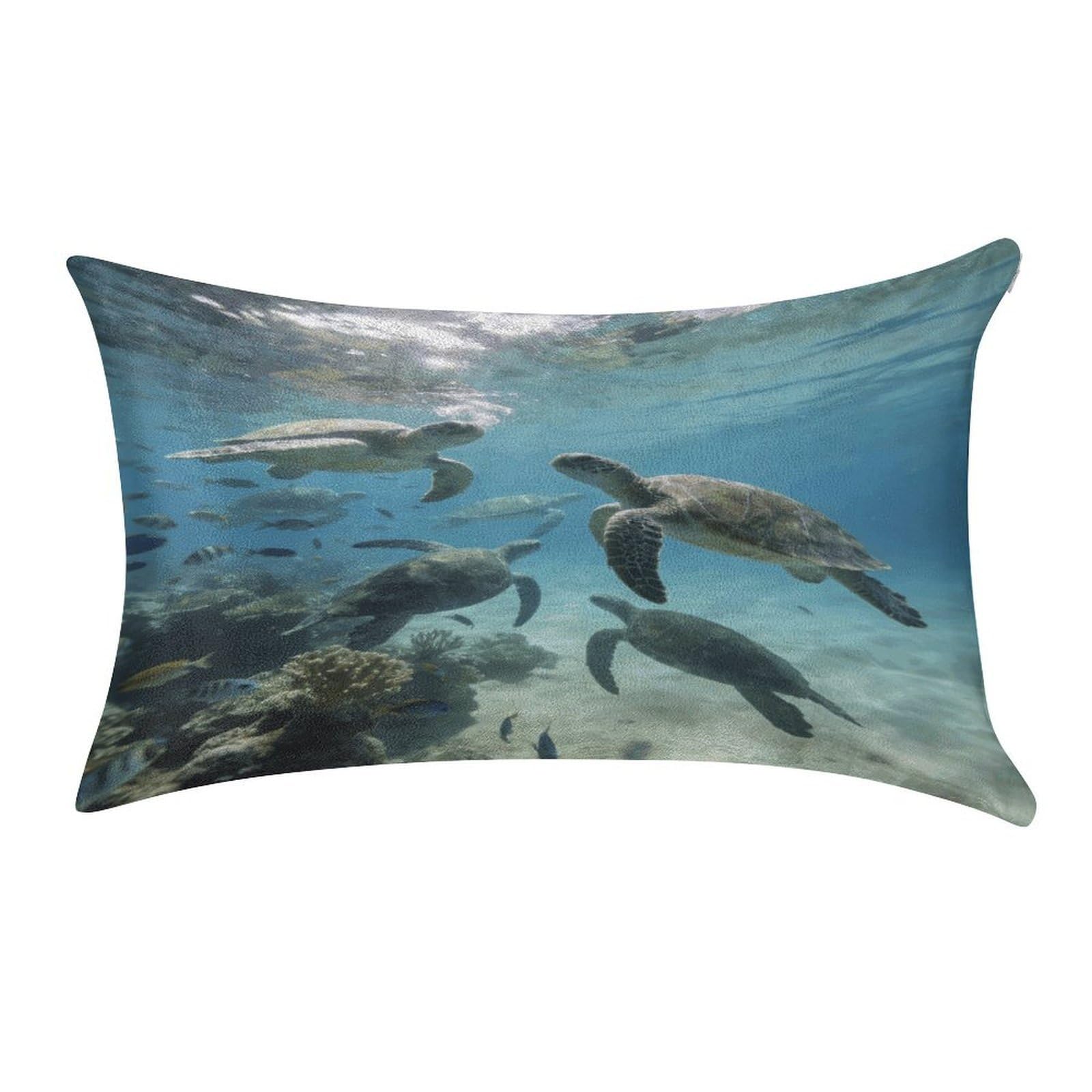 Fodpand Style Sea Turtles Pillowcase,Elegant Designed Home Decor,Velvet Pillowcase,Soft And Cozy,Pillow Case Cover With Hidden Zipper For Bedroom, Sofa, Couch