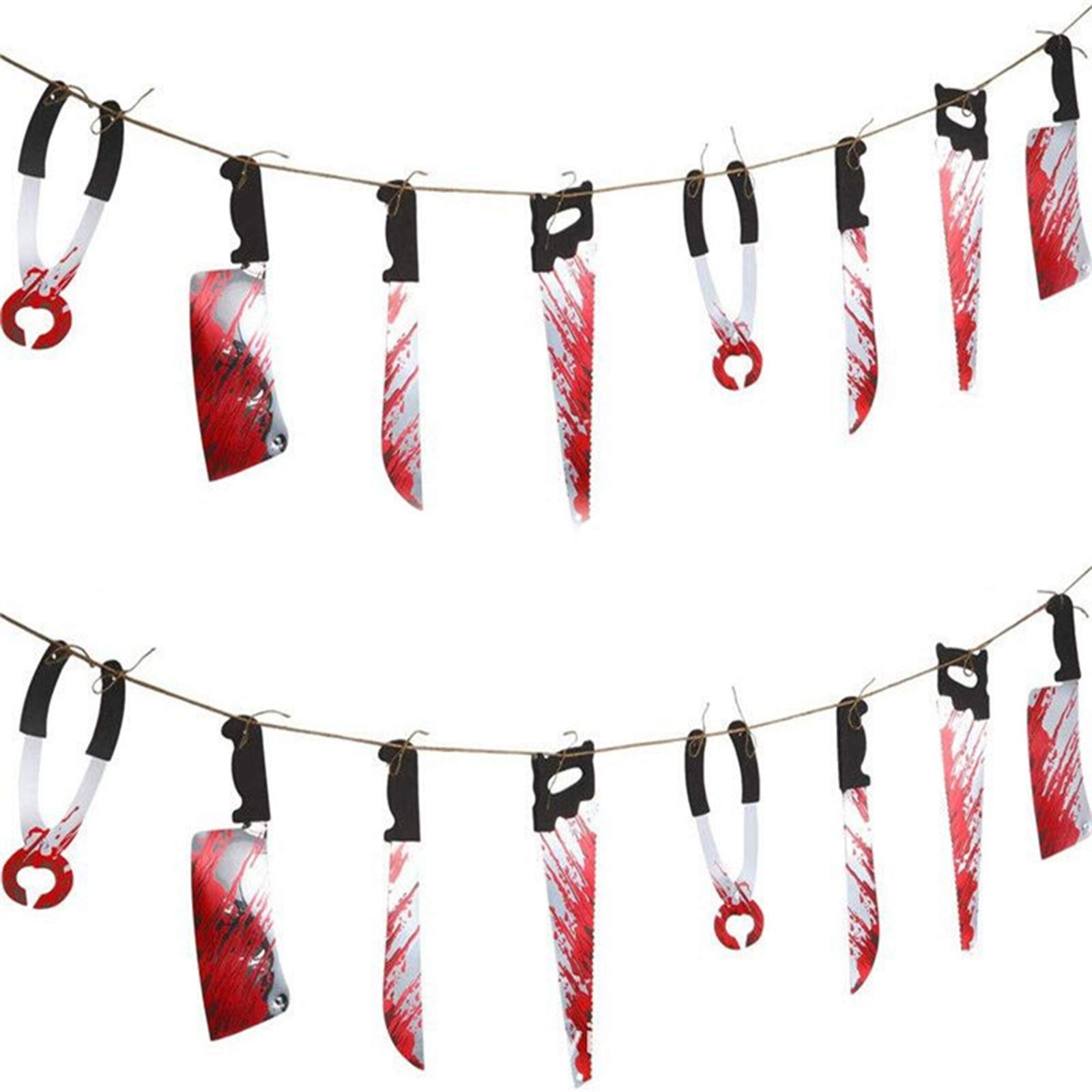 heekpek 2 Set Halloween Bloody Garland Banner Torture Scary for Zombie Vampire Party Decorations