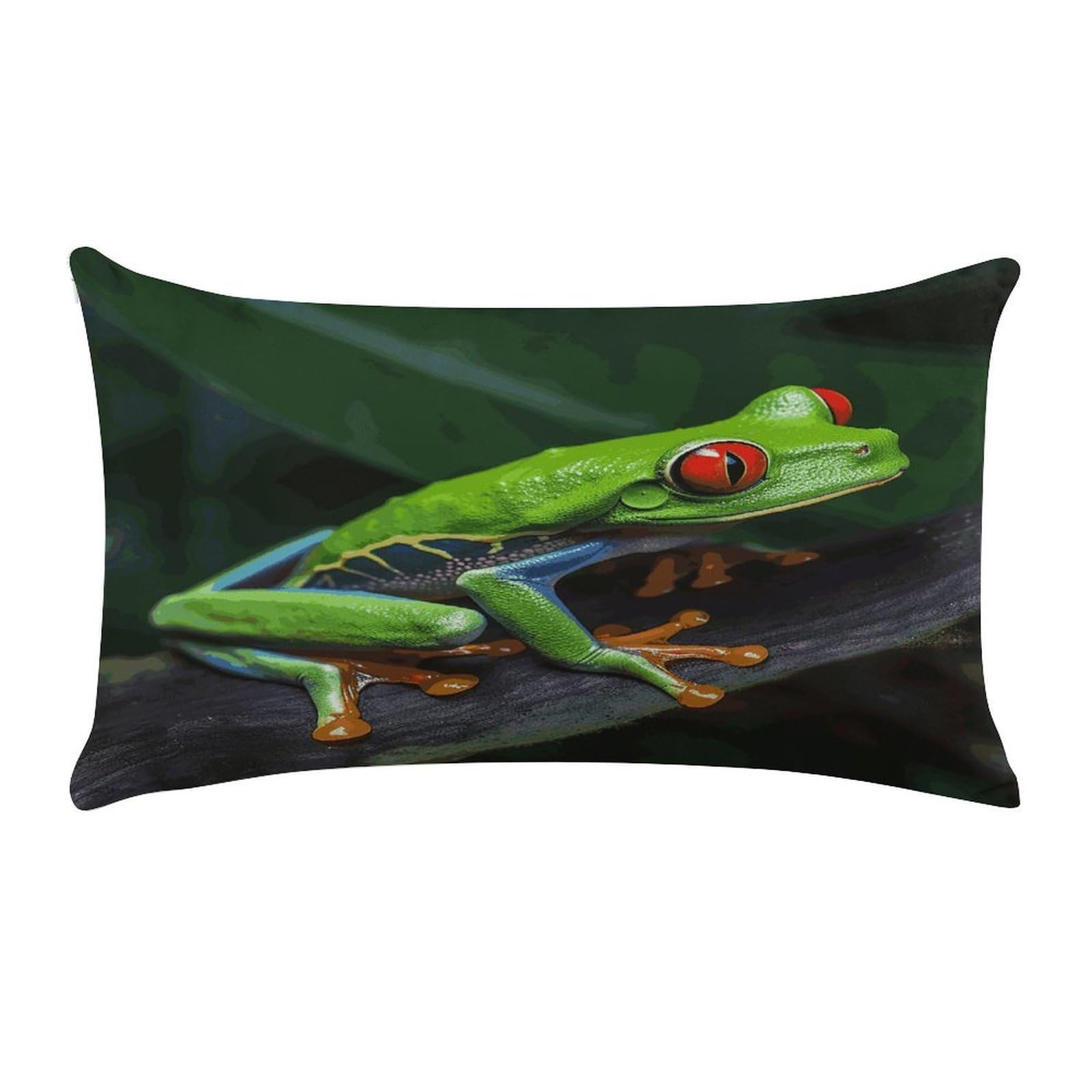 VstaDank Red Eyed Tree Frog Pillow Cover Pillowcase for All Seasons Short Plush Body Pillow Case Soft Cozy Fuzzy Lumbar Long Pillow Cover for Bed Sofa Bench 20 X 12 Inches