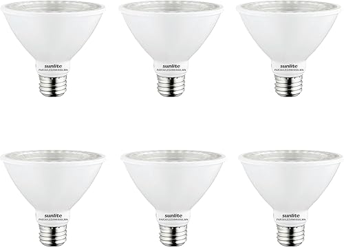 Sunlite 40982-SU - Bombilla LED PAR30 de cuello corto, 9 vatios, (equivalente a 75 W), 850 lúmenes, base de tornillo medio (E26), regulable,