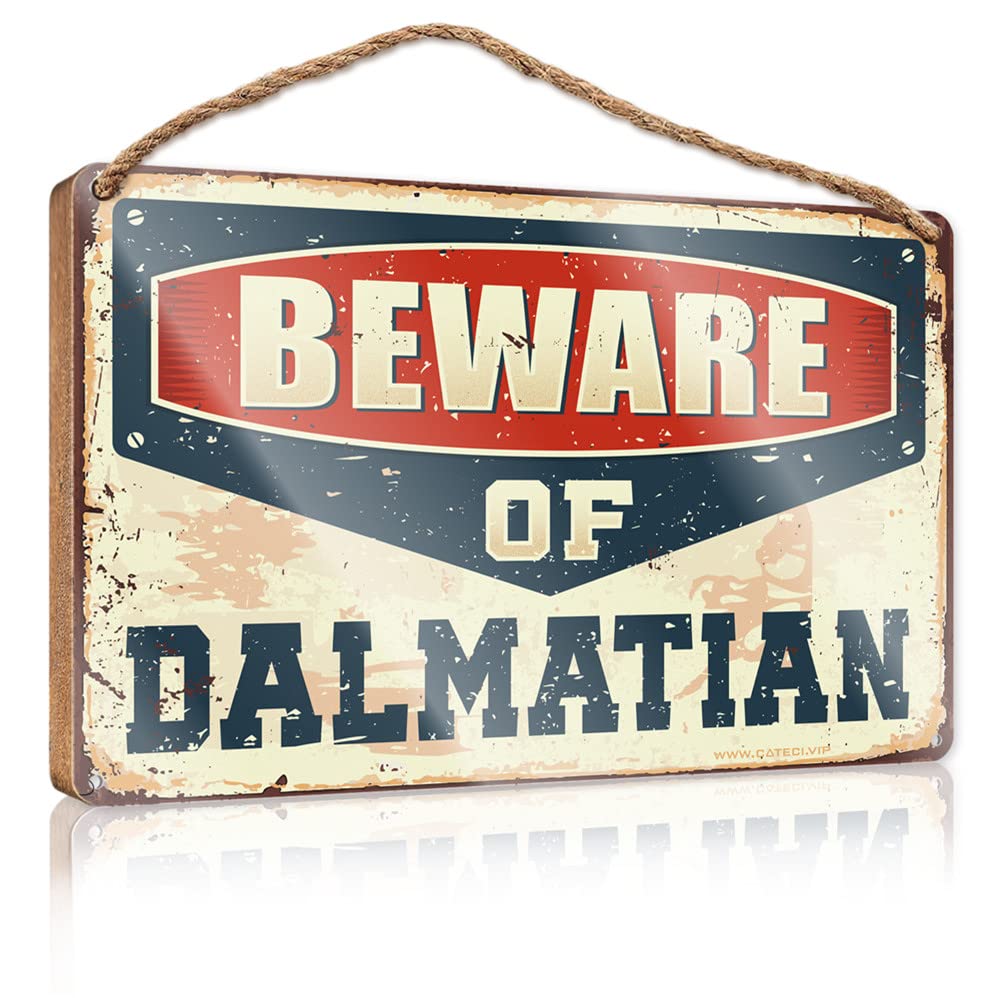 DTHA Farmhouse Signs Beware Of Dalmatian Wooden Sign Gifts For Husbands Pool Signs And Decor Outdoor(23X35CM)