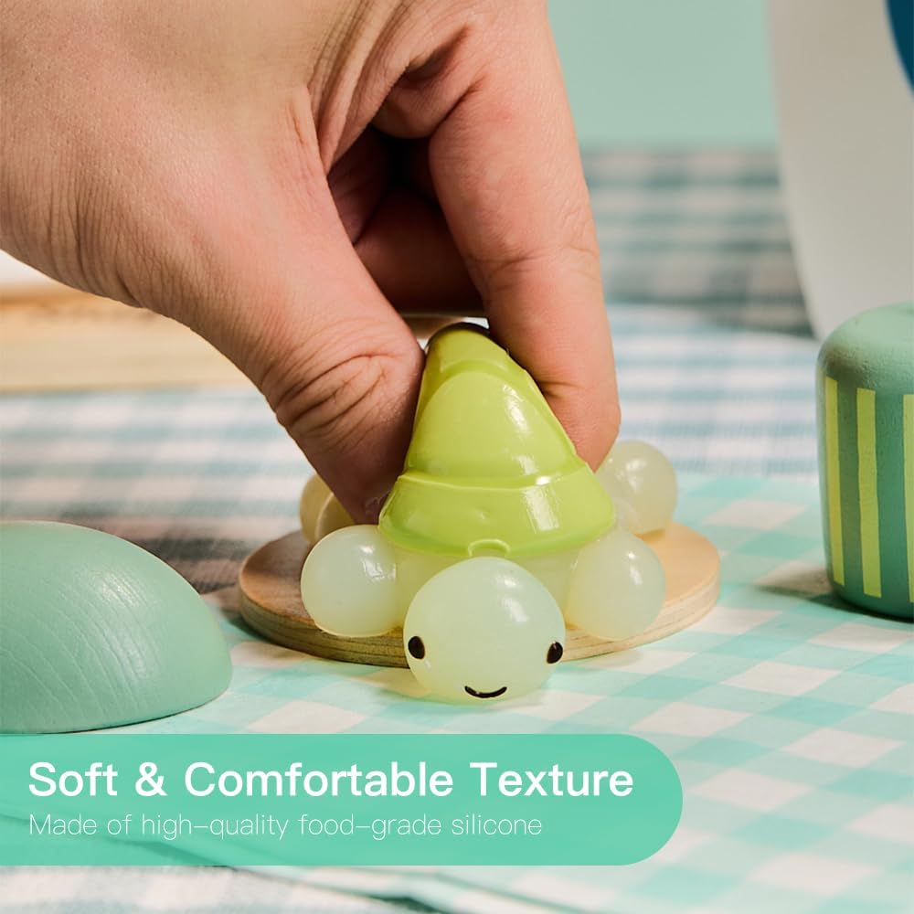 Cute Animals Taba Squishy Toys for Kids & Adults – Kawaii Stress Relief Fidget Sensory Toys, Soft Silicone Squeeze Gifts for Children, Teens, and Adults (Turtle)