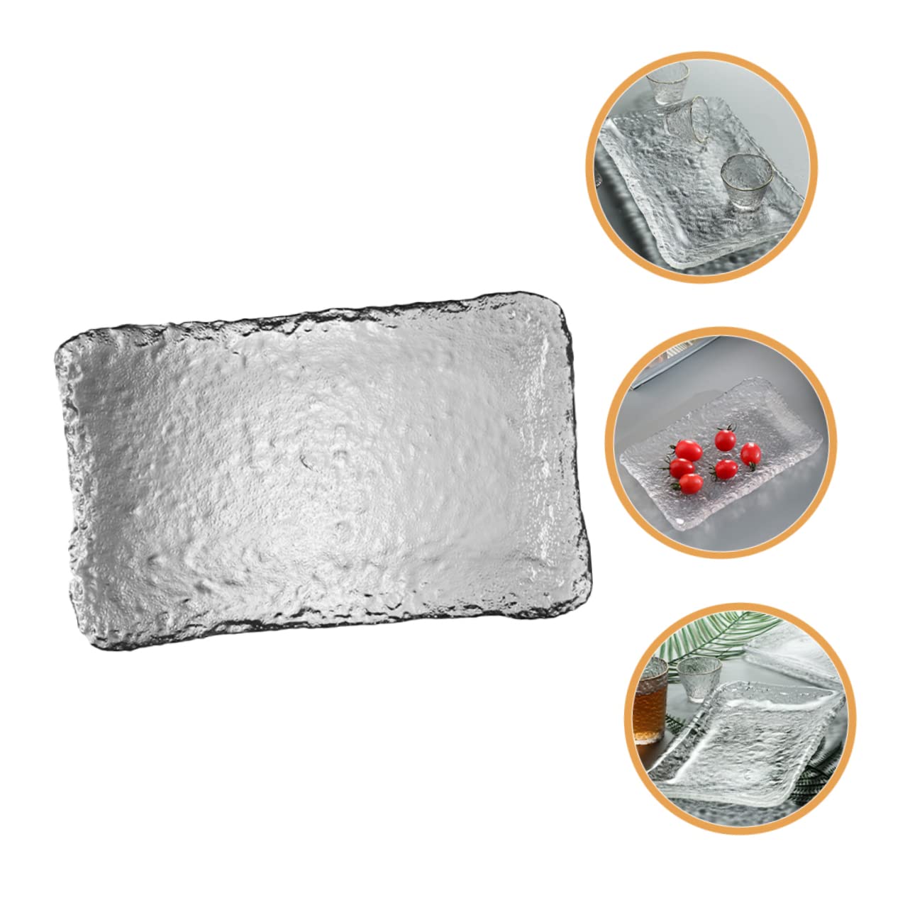 IMIKEYA Home Hotel Food Plate Glass Discs Tray French Fry Holder Glass Dish Practical for Kitchen