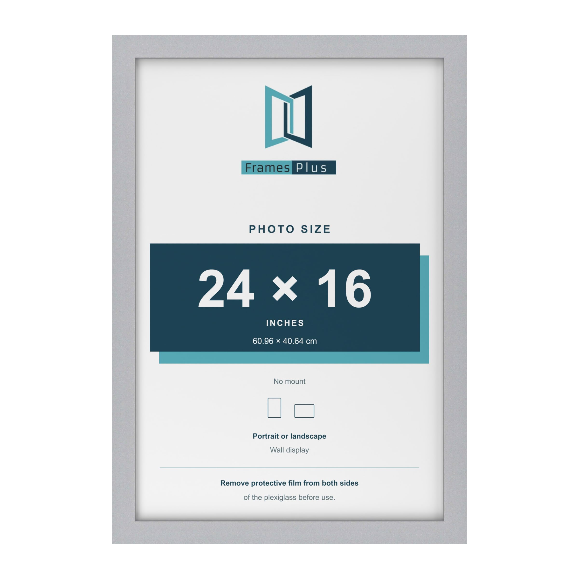 FramesPlus 24x16 Inch Poster Frame, Silver, Modern Photo Frame for Wall