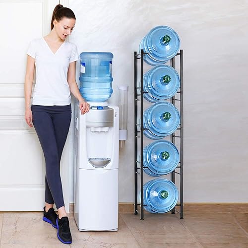 Miniatura 7 de Water Cooler Jug Rack Dispenser 5 Tier Stainless Steel Heavy Duty Detachable Water Bottle Storage Shelf Organizer for 5 Gallon Water Jug Holder for