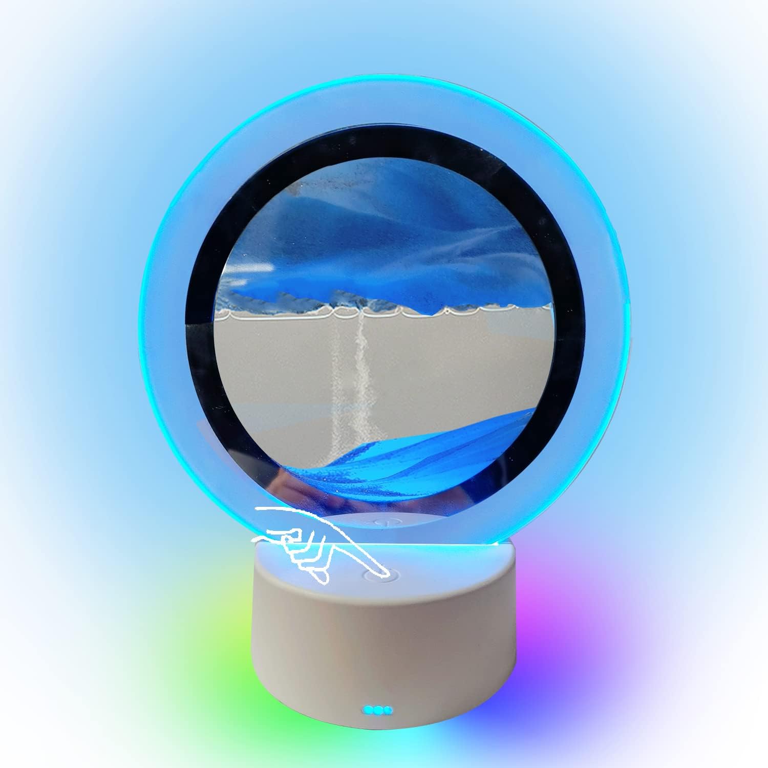 3D Dynamic Sand Art Liquid Motion, Night Light with 7