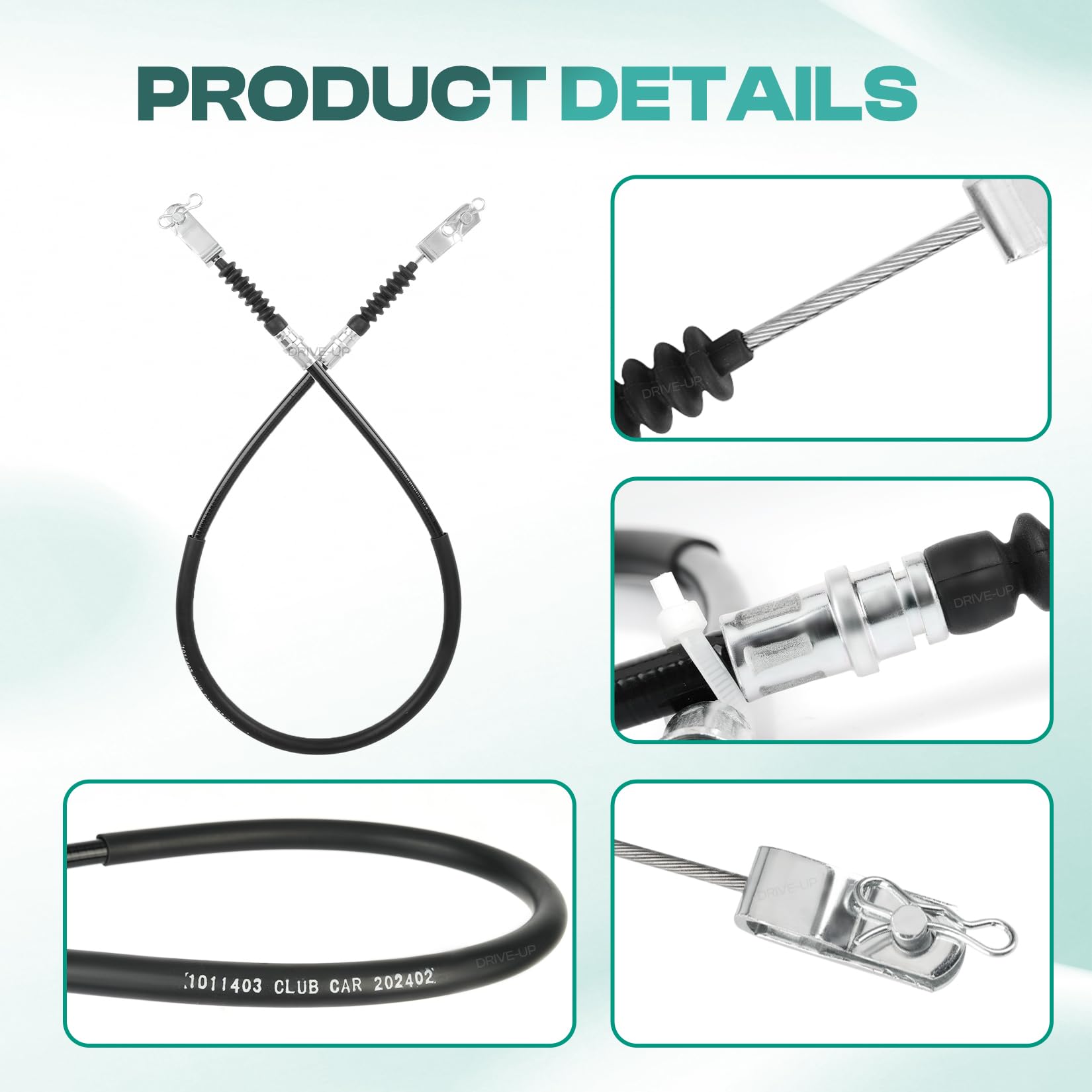 Drive-up Club Car DS Brake Cable Kit Driver and Passenger Side Stainless Steel Core Cable for 1981-1999 1011403