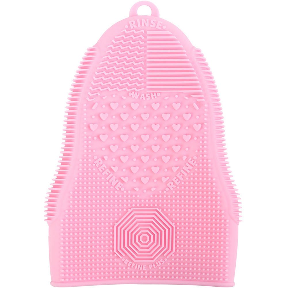 Makeup Brush Cleaner Mat Mitt Glove Silicone Cosmetic Cleaning Scrubber Tool for Face Brushes and Eye Brush Washing Pad Pink