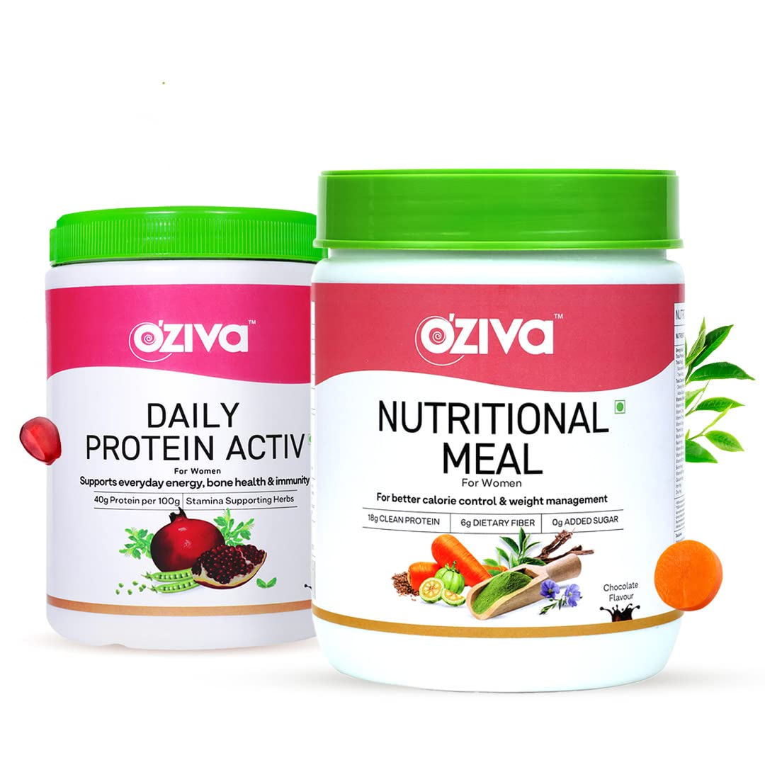 OZiva Daily Protein Activ for Women Increased Energy Levels, Bone Health and Hormonal Balance 300 g and OZiva Nutritional Meal Women for Weight Management, Meal Replacement Shake 500 g (Chocolate) (B0BZRTPJ7R) Amazon Price History, Amazon Price Tracker