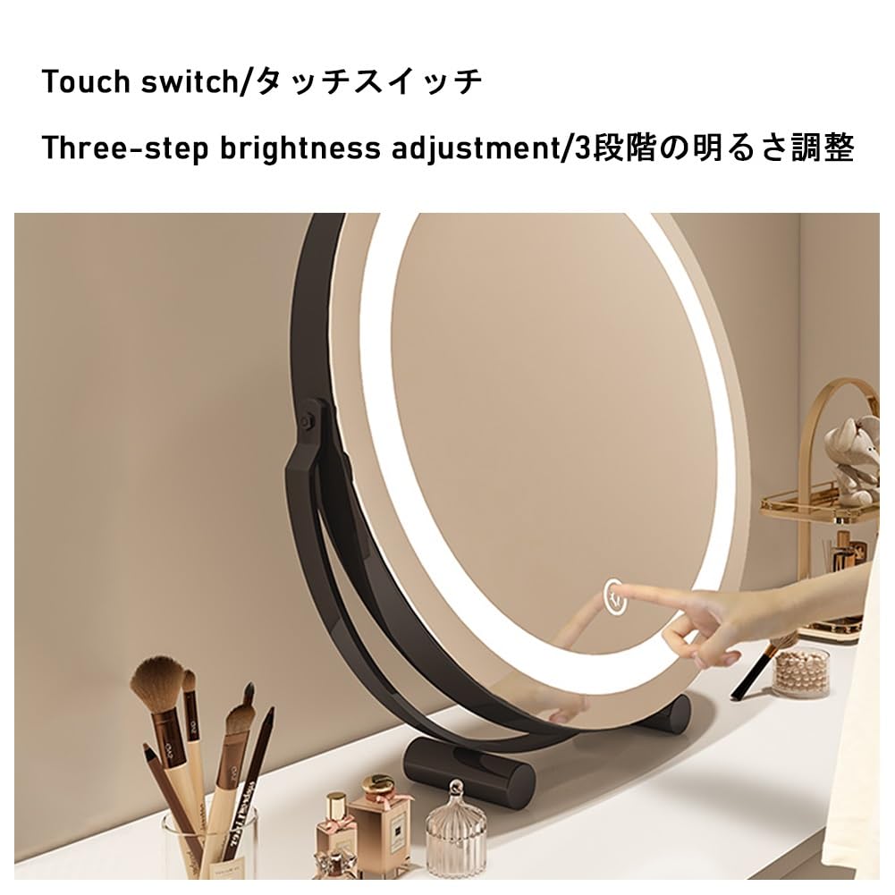 Specchio Trucco Con Luci Specchio Di Vanity Schermo Touch Intelligente Specchio Da Tavolo Con 3 Modalità Di Illuminazione A Colori Specchio Rotondo Ricaricabile Specchio LED Illuminato ( Colore : Bian
